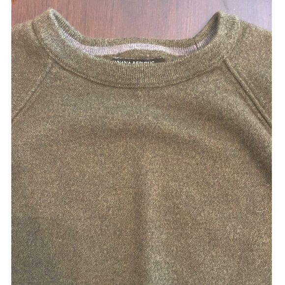 Banana Republic Mens Italian Merino Wool Fine Knit Sweater Sz XL Green Cozy Luxe - Picture 6 of 13